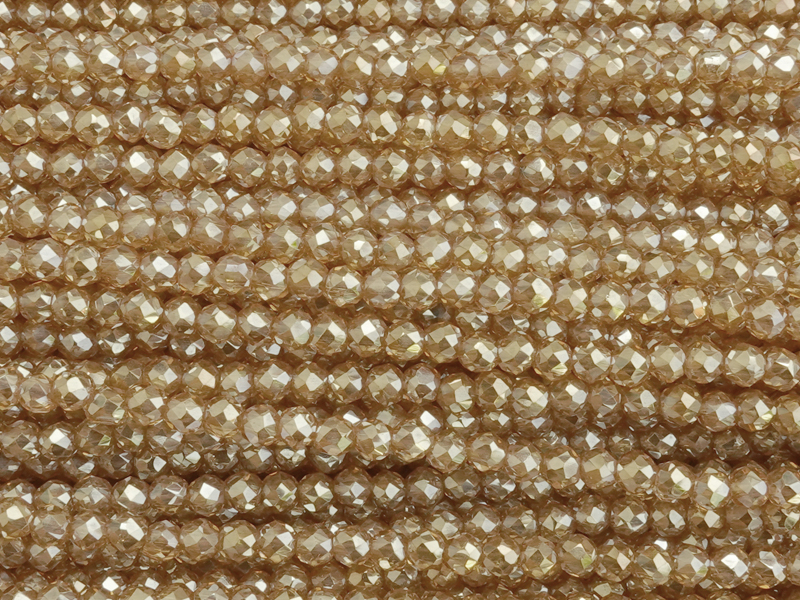 facettierte Zirkonia Perlen 2mm, Farbe: dunkels Champagner b