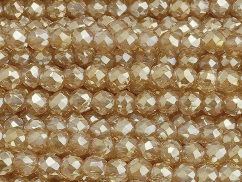 facettierte Zirkonia Perlen 2mm, Farbe: dunkels Champagner b
