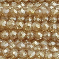1 Strang (~35,5cm) Zirkonia Perlen rund facettierte ~2mm - Champagner dunkel