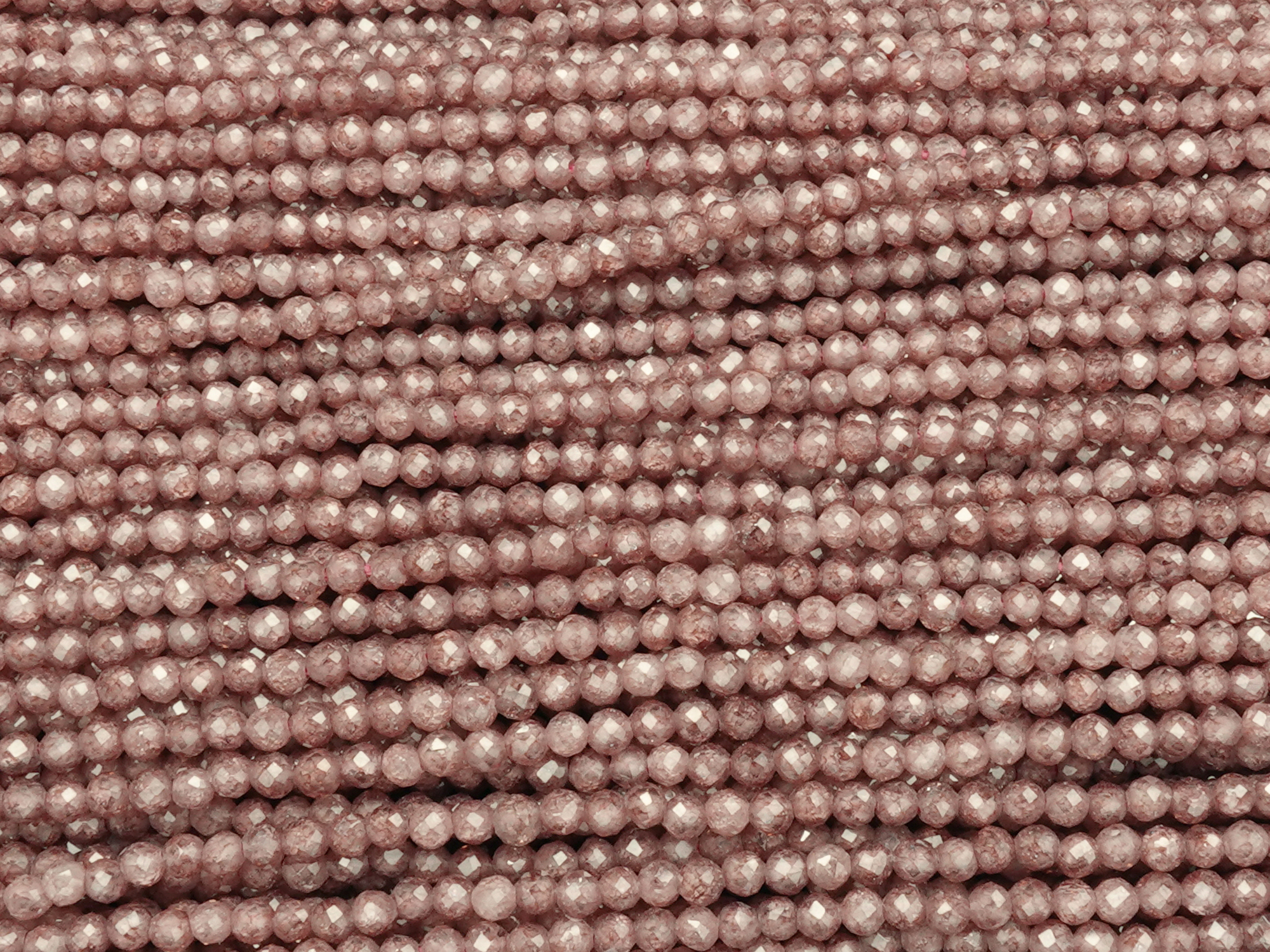 facettierte Zirkonia Perlen 2mm, Farbe: helles weinrot