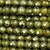 1 Strang (~37cm) Zirkonia Perlen rund facettierte ~1,9mm - Olivegrün