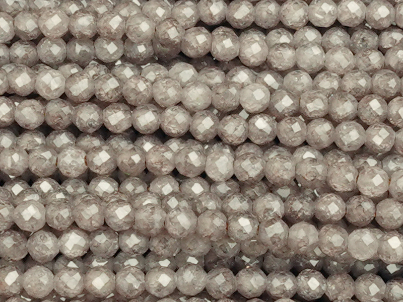 facettierte Zirkonia Perlen 2mm, Farbe: silbergrau - Nahaufn
