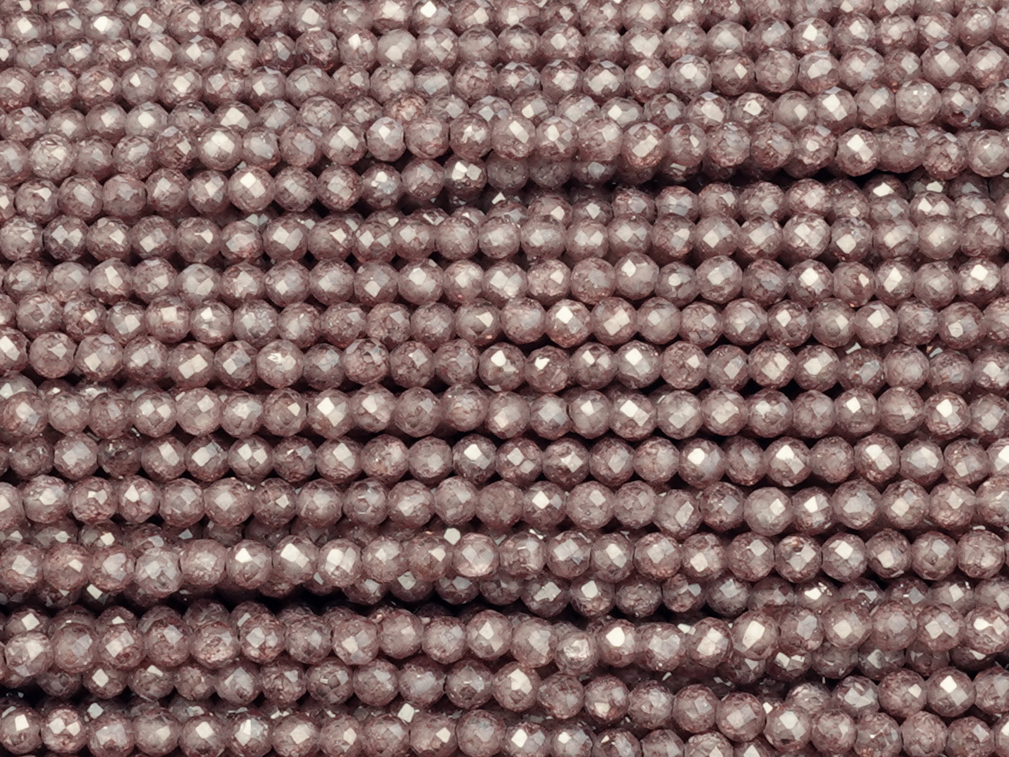 facettierte Zirkonia Perlen 2mm, Farbe: weinrot