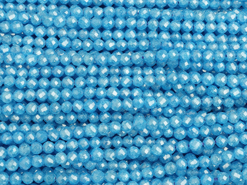 facettierte Zirkonia Perlen 3mm, Farbe: Eisvogelblau