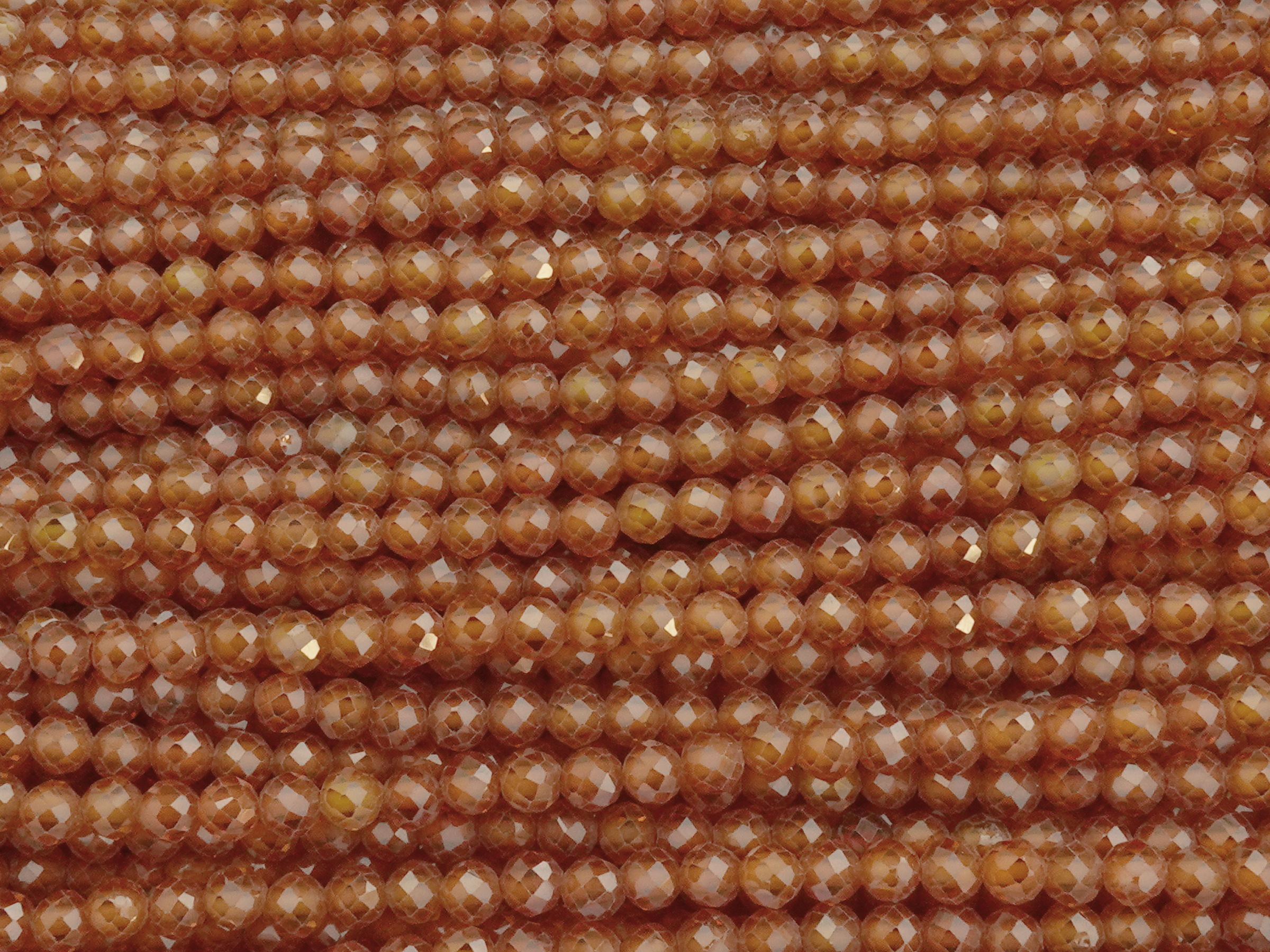 facettierte Zirkonia Perlen 3mm, Farbe Herbstorange
