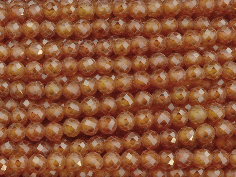 facettierte Zirkonia Perlen 3mm, Farbe Herbstorange - Nahauf