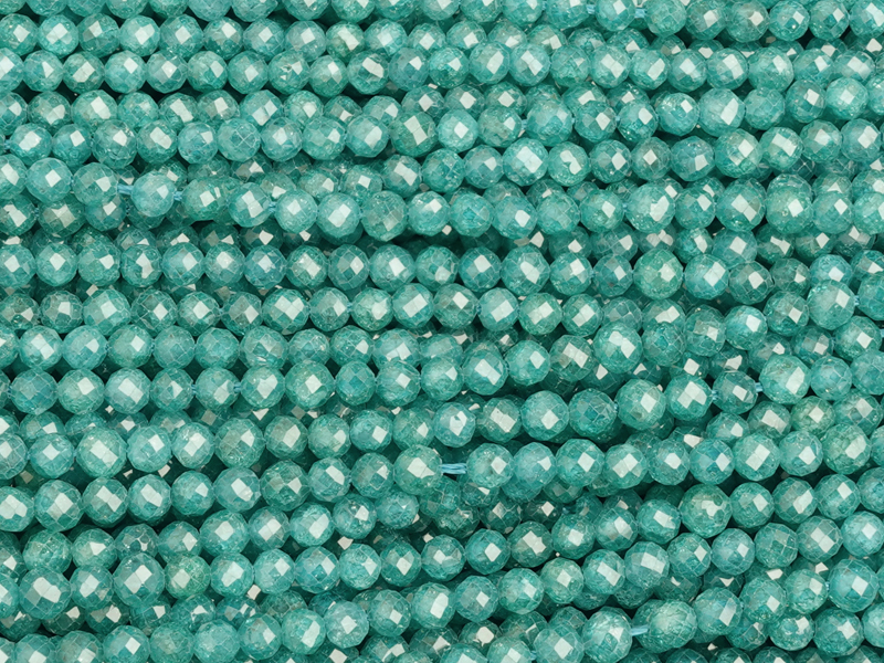 facettierte Zirkonia Perlen 3mm, Farbe: Türkis