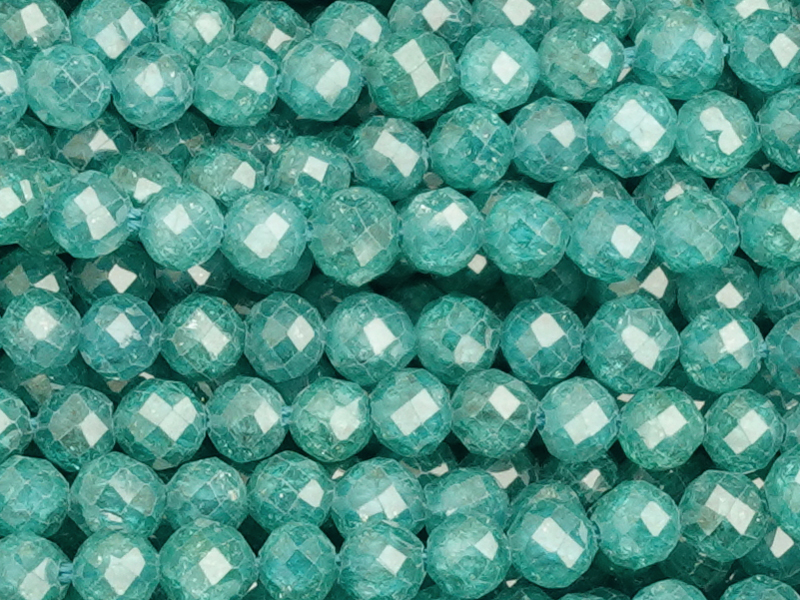 facettierte Zirkonia Perlen 3mm, Farbe: Türkis - Nahaufnahme
