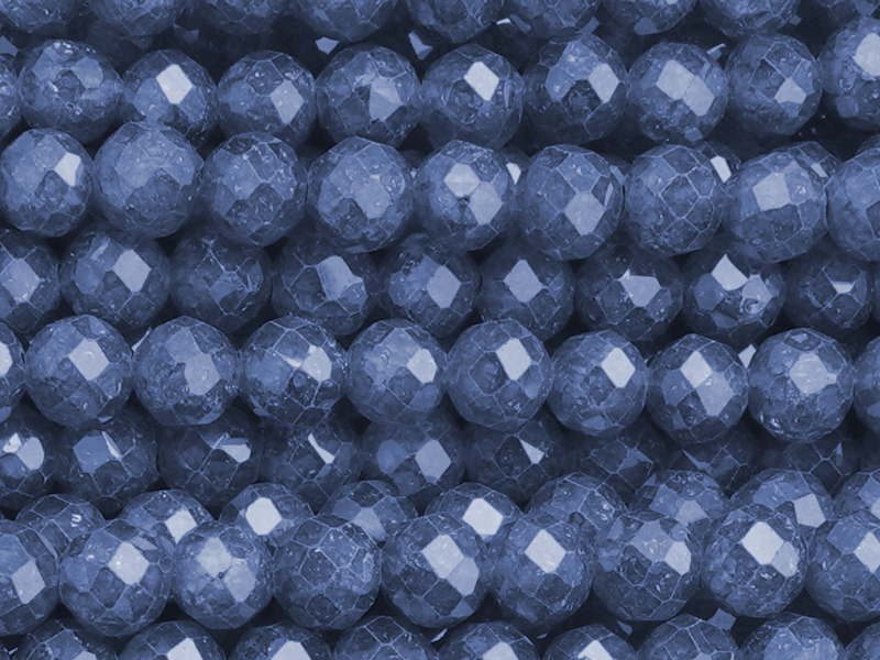 facettierte Zirkonia Perlen 3mm, Farbe: Denim Blau - Nahaufn