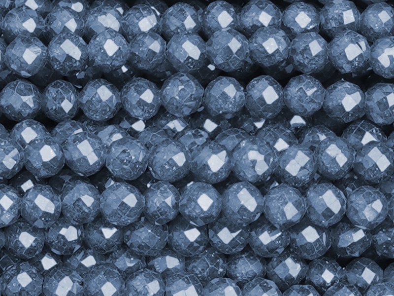 facettierte Zirkonia Perlen 3mm, Farbe: Denim Blau - Nahaufn