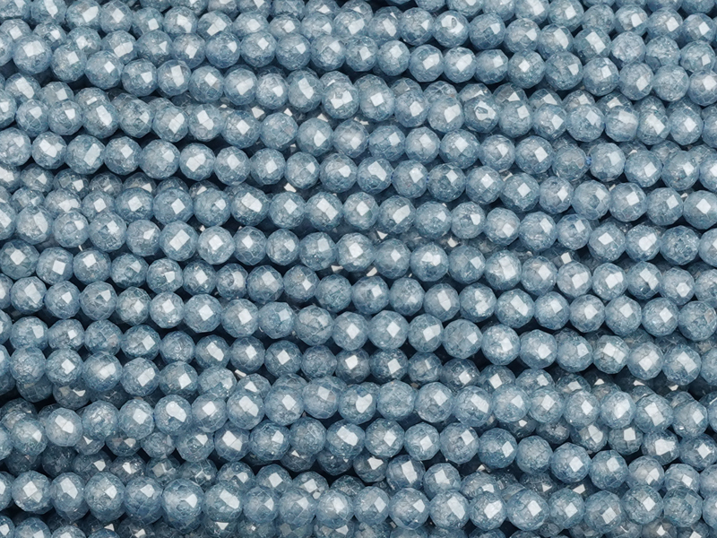 facettierte Zirkonia Perlen 3mm, Farbe: helles Delfinblau