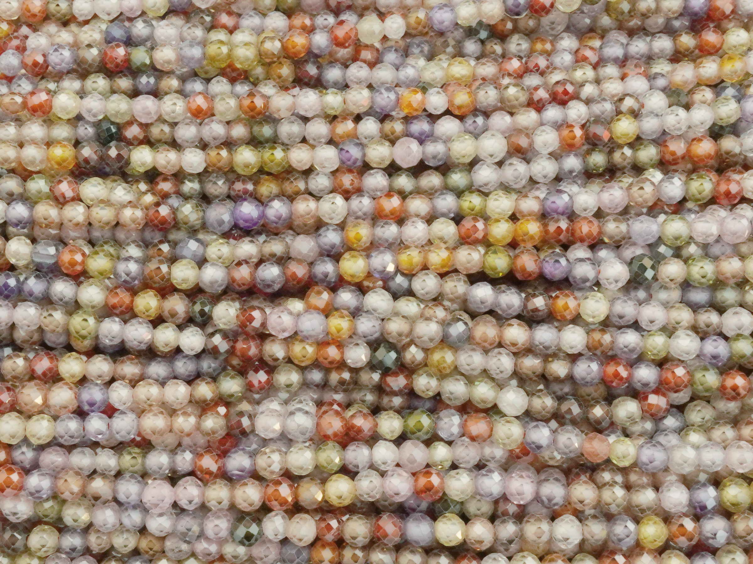 facettierte Zirkonia Perlen 3mm, Farbenmischung