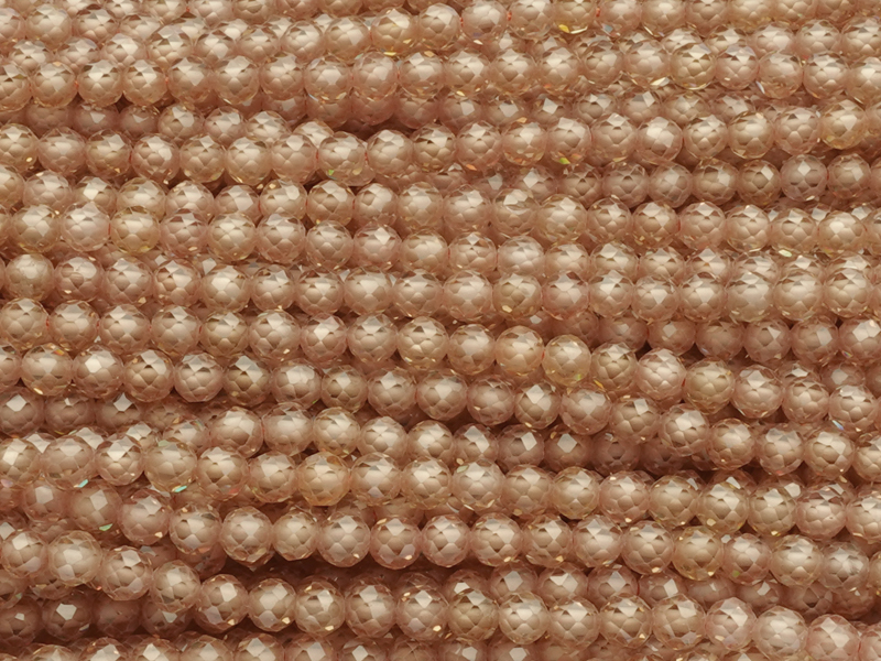facettierte Zirkonia Perlen 3mm, Farbe: rötlicher Champagner