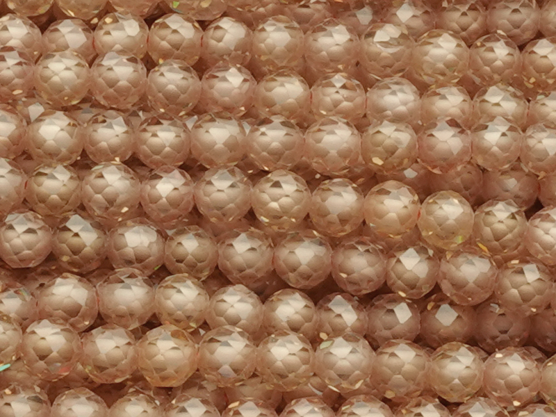 facettierte Zirkonia Perlen 3mm, Farbe: rötlicher Champagner