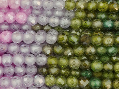 facettierte Zirkonia Perlen 3mm farblich geordnet in Turmali