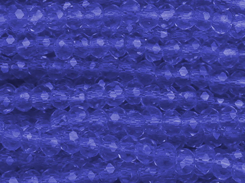 blaue, facettierte Glasschliffperlen Rondellen 2mm - Nahaufn