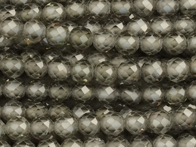 graue facettierte Zirkonia Glitzerperlen 3mm - Nahaufnahme