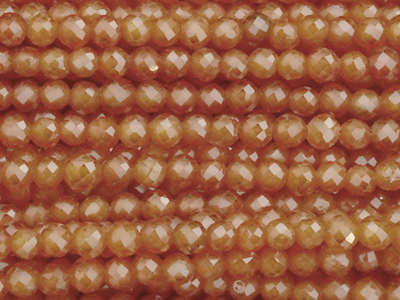 orange, facettierte Zirkonia Perlen 2mm - Nahaufnahme