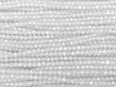 weiße facettierte Zirkonia Perlen 2mm