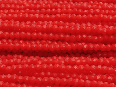 facettierte, geschliffene Glasperlen 2x3mm Hellrot opak