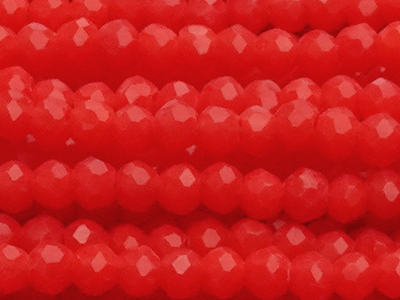 facettierte, geschliffene Glasperlen 2x3mm Hellrot opak - Na