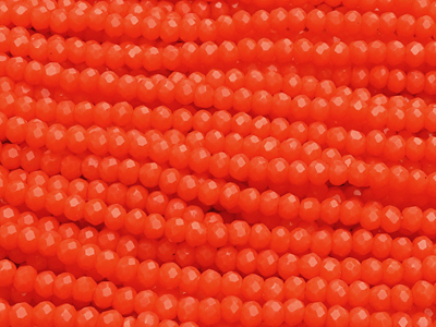 facettierte, geschliffene Glasperlen 2x3mm Orange opak