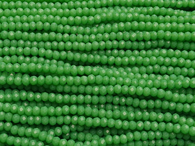 facettierte, geschliffene Glasperlen 2x3mm Farbe: Grün opak