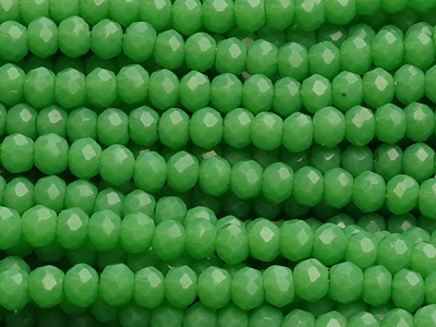 facettierte, geschliffene Glasperlen 2x3mm Farbe: Grün opak 