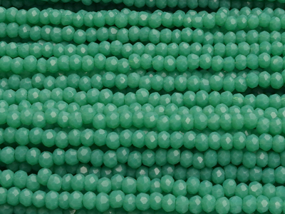 facettierte, geschliffene Glasperlen 2x3mm Farbe: Grün opak