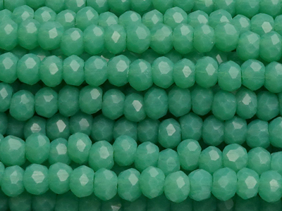 facettierte, geschliffene Glasperlen 2x3mm Farbe: Grün opak 