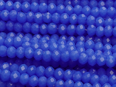 facettierte, geschliffene Glasperlen 2x3mm Farbe: Blau opak 