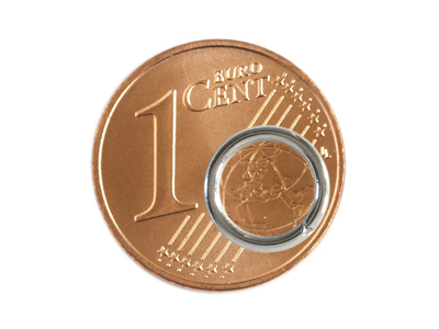 geschlossene 6mm Ringel aus Edelstahl, Bild 2 mit Größenvergleich
