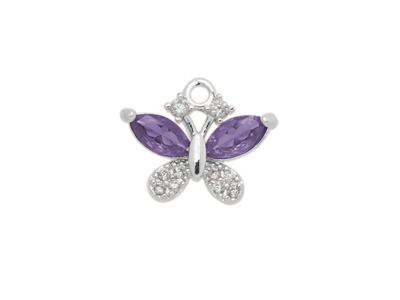 Schmetterlingsanhänger mit Glitzersteinen silber