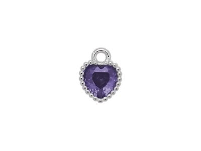 kleiner rosegoldener Herzanhänger mit violettem Glitzerstein