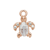 Anhänger mit Strasssteinen, Schildkröte ~7x7mm, Messing, rosegold