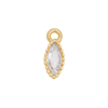 Anhänger mit Strassstein, Ellipse ~6x3mm, Messing, gold