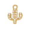 Anhänger mit Strasssteinen, Kaktus ~8x7mm, Messing, gold