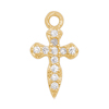 Anhänger mit Strasssteinen, Kreuz ~10x7mm, Messing, gold