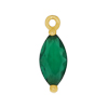 Anhänger mit Strassstein, grüne Ellipse ~9x4mm, Messing, gold