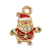 Glitzeranhänger, Weihnachtsmann ~12x9mm, Messing, gold