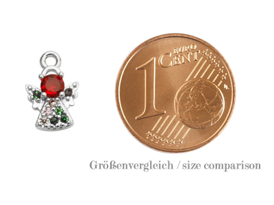 silberner kleiner Schmuck Anhänger, Engel - Größenvergleich