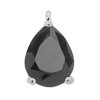 Anhänger mit Strassstein, schwarzer Tropfen ~10x7mm, Messing, silber