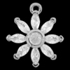 Anhänger mit Strasssteinen, Blume ~12mm, Messing, silber