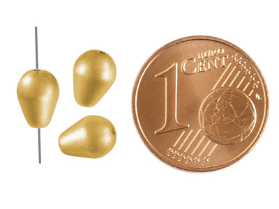 kleine goldene Tropfenperlen, Bild 2 mit Größenvergleich