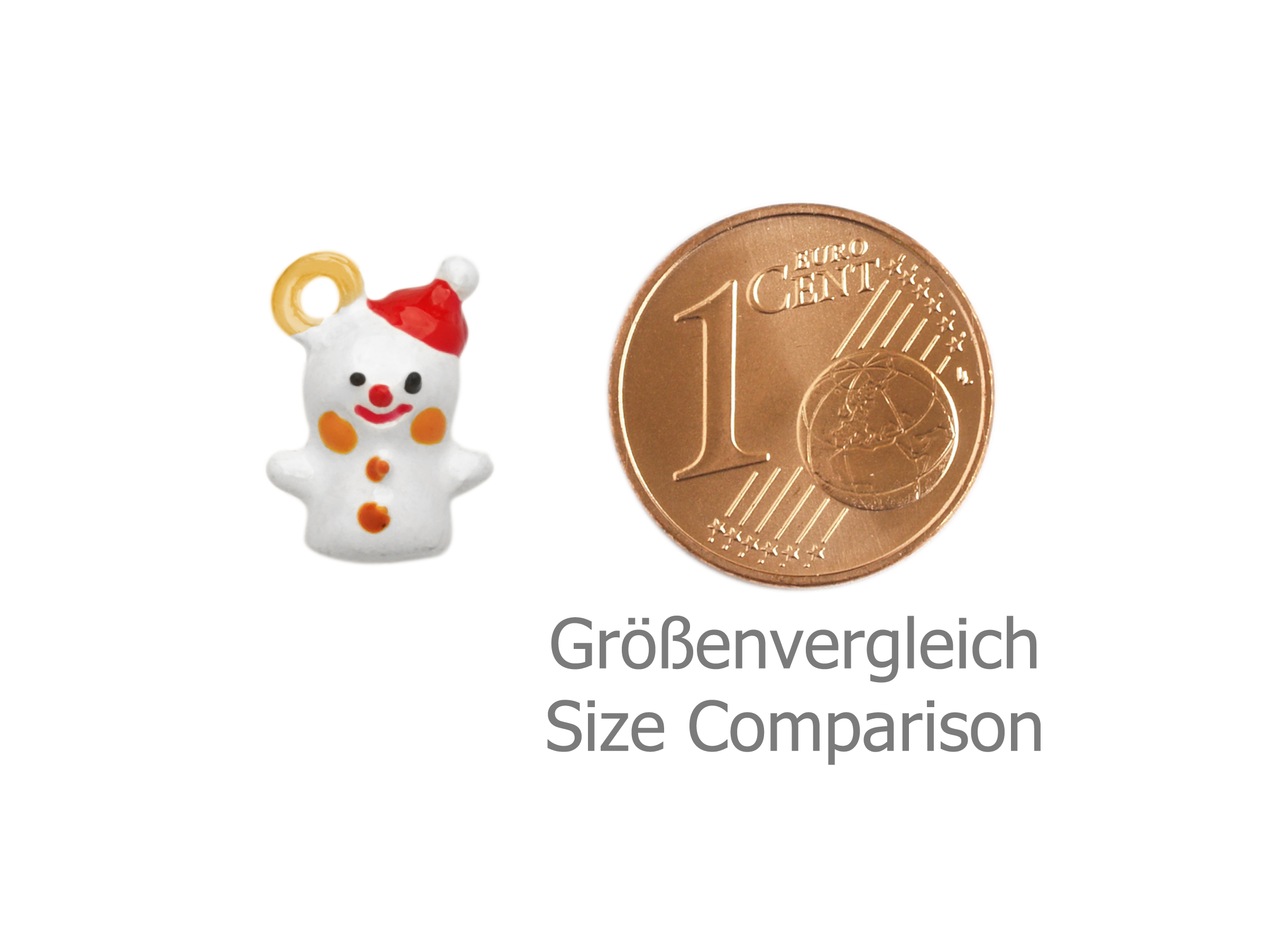 kleiner Charm Anhänger Schneemann - Größenvergleich