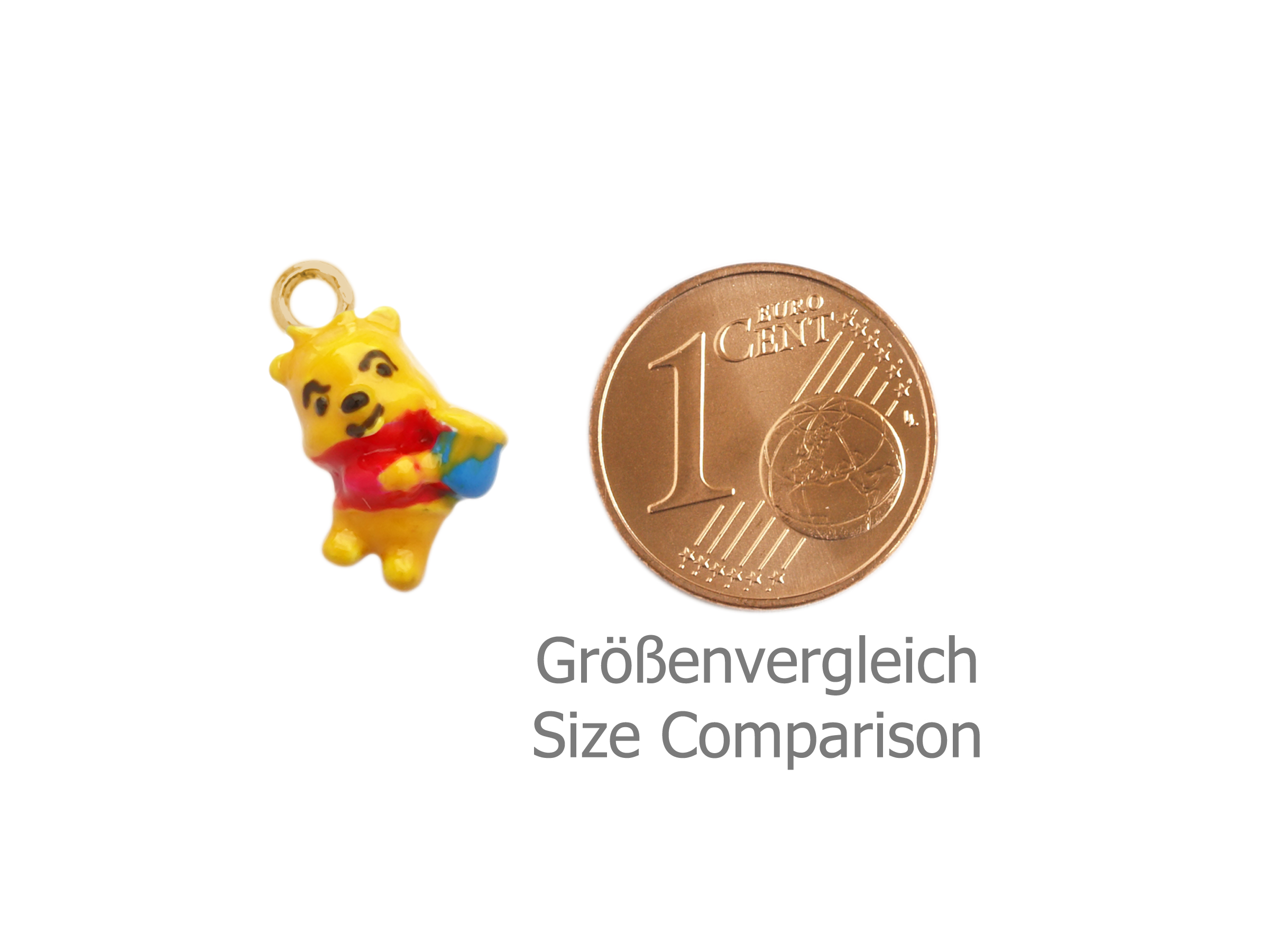 kleiner Winnie Puuh Charm Anhänger - Größenvergleich