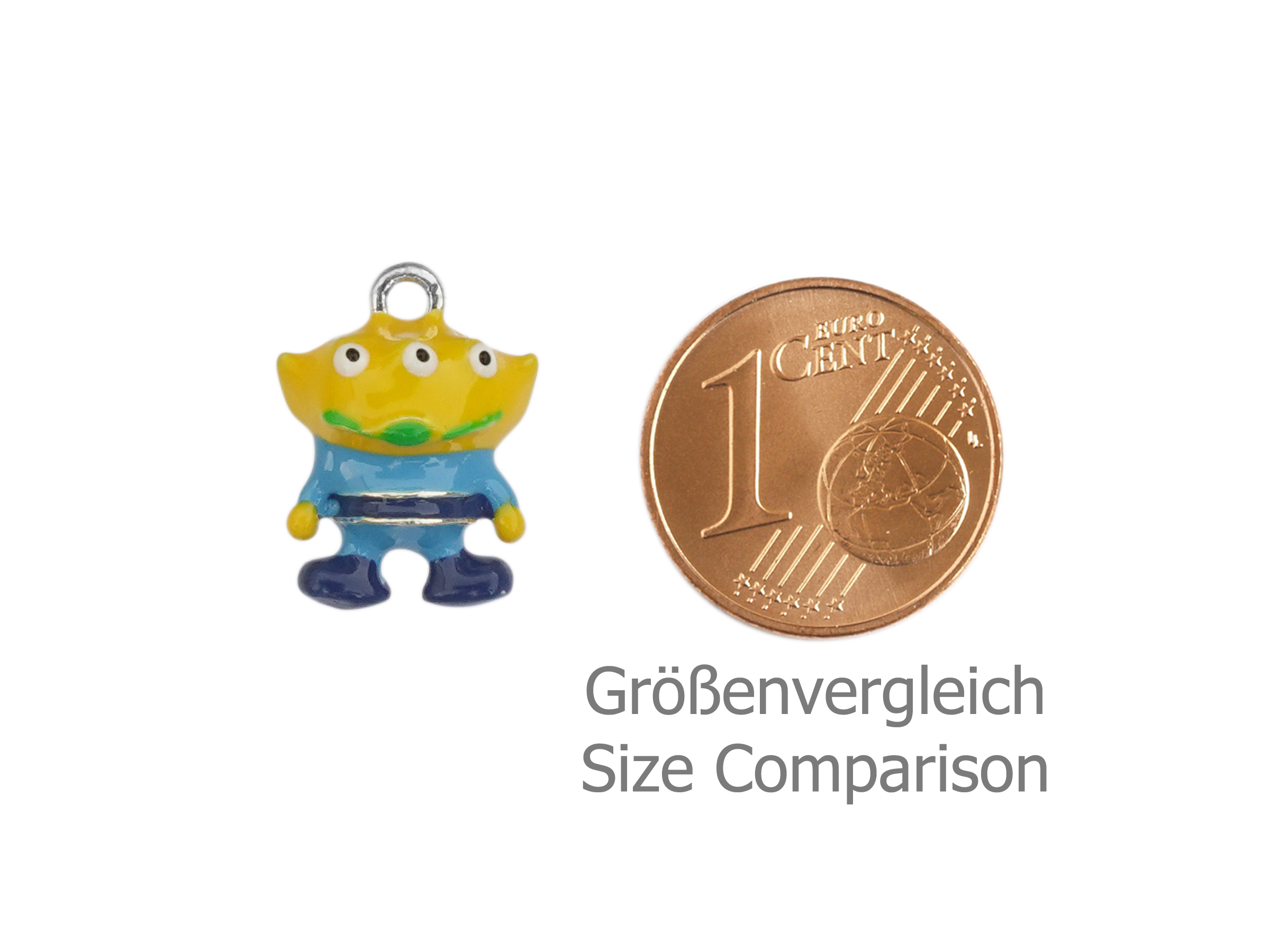 kleiner Charm Anhänger mit einem dreiäugigen Fantasiewesen -