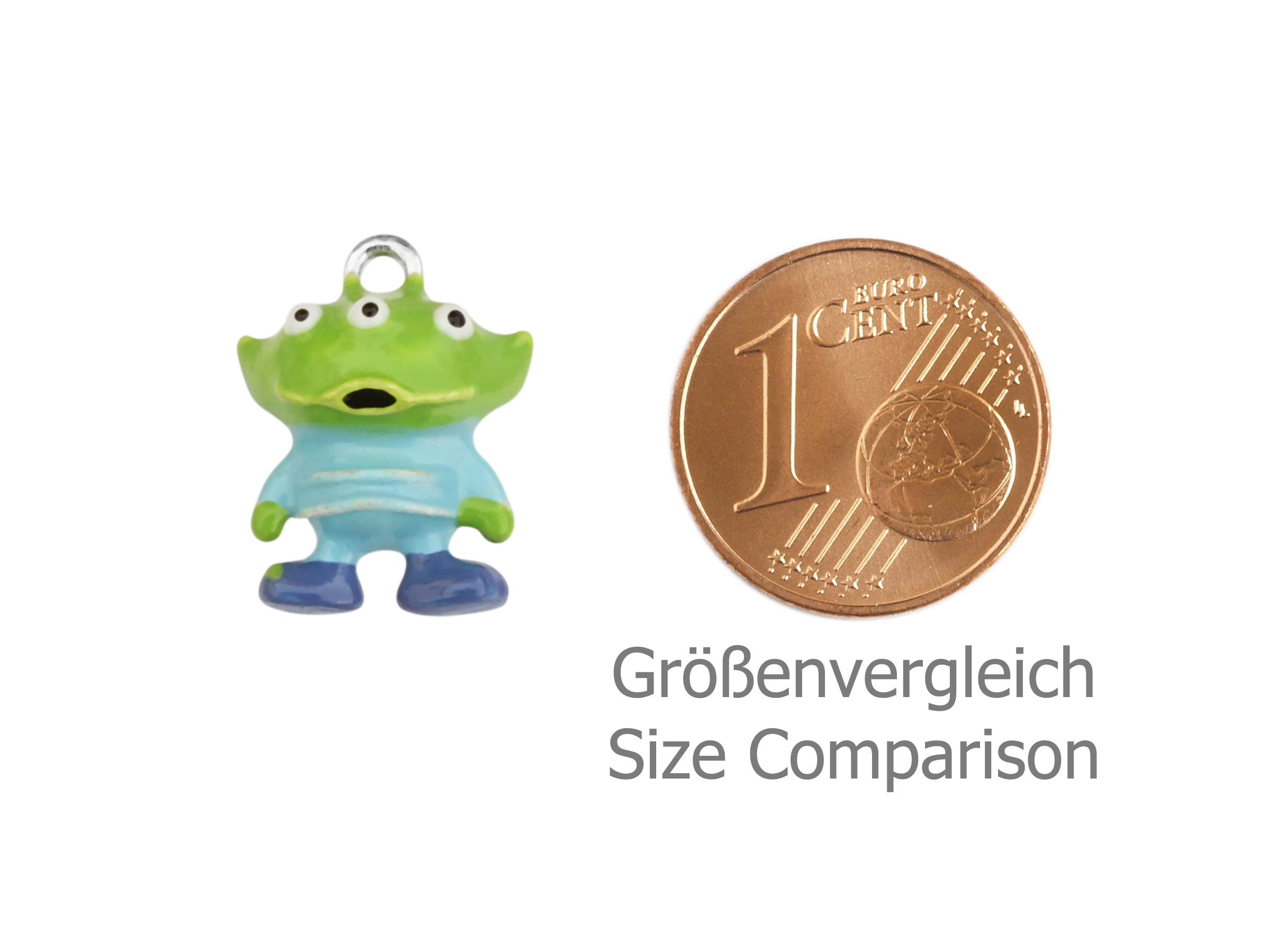 kleiner Charm Anhänger mit einem dreiäugigen Fantasiewesen -