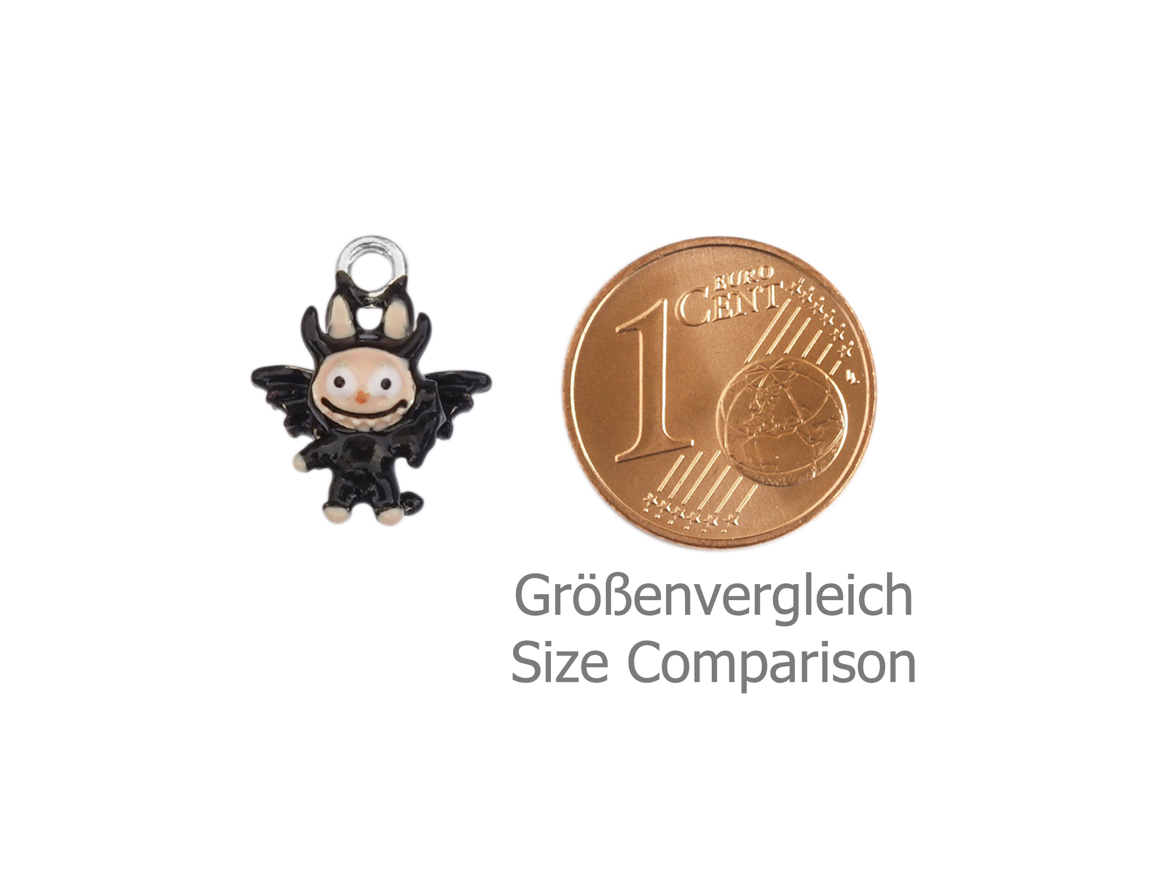 kleiner Charm Anhänger schwarzes Teufelchen - Größenvergleic