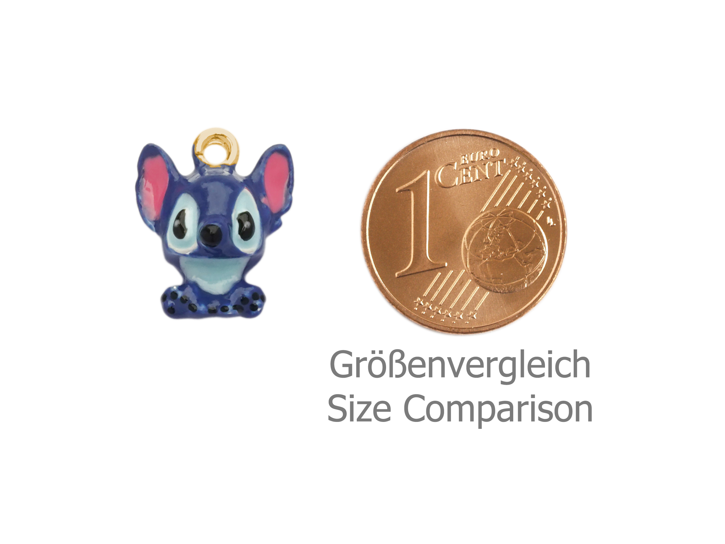 kleiner bunter Schmuck Anhänger aus Metall, Stitch - Größenv